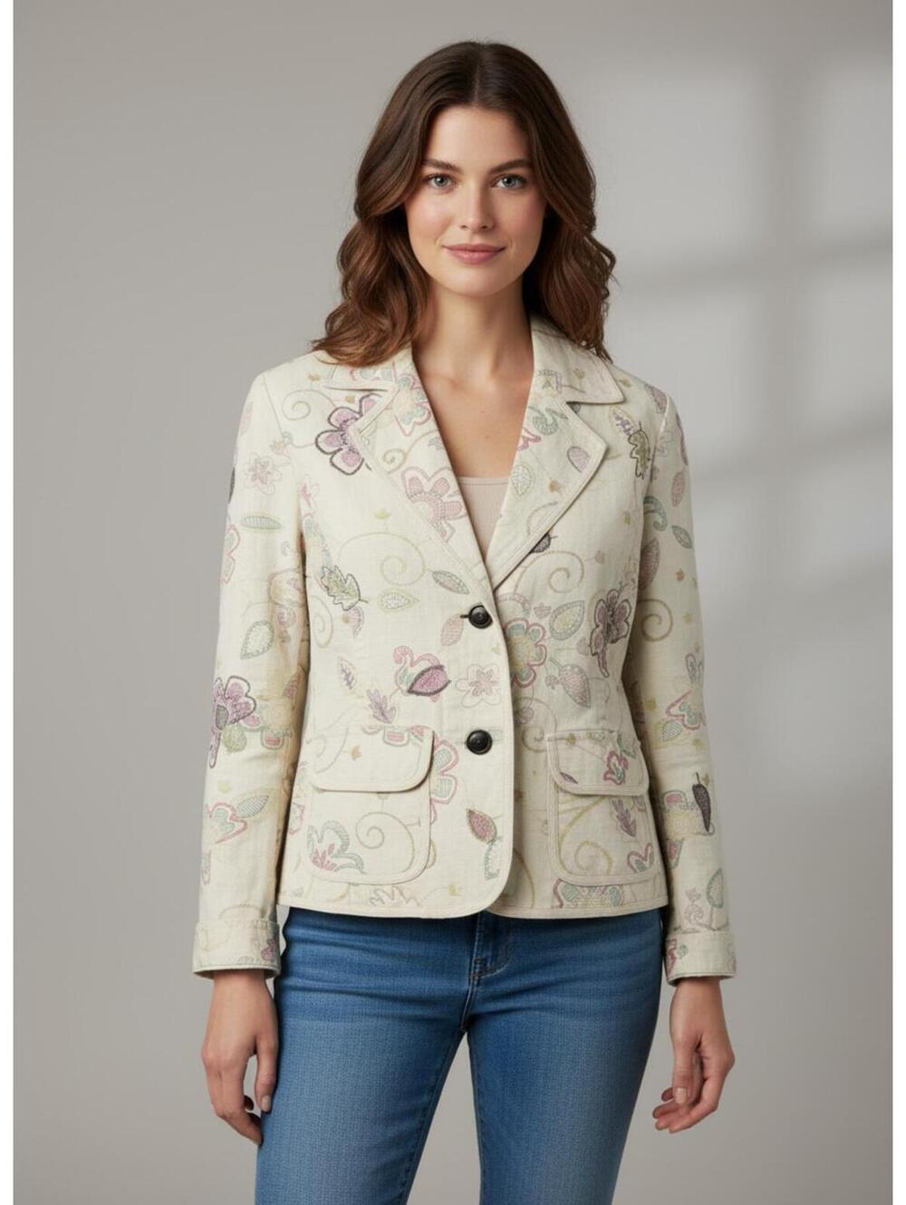Chico's Women's Floral Print Cotton Blazer Size 0‎
